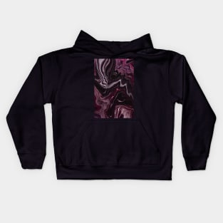 Lush swirl abstract pattern, in silver and purple paint texture Kids Hoodie